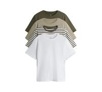 THE SET Next T-Shirt da donnaa Manica Corta Rilassata, 100% Cotone, 4 x Confezione di T-Shirt White/Stripe/Khaki/Light Khaki S