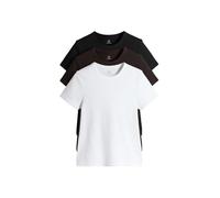 THE SET Next T-Shirt da donnaa Maniche Corte a Coste, Nero, Marrone Scuro e Bianco, Confezione da 3 Magliette Chocolate Brown/Black/White L