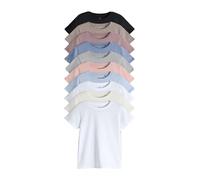 THE SET Ragazza Pack de 10 Camisetas de Manga Corta de Corte estándar de mezcla de Algodón de Black/Brown/Grey/Pink/Cream/White 6 Anni