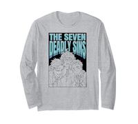 The Seven Deadly Sins Character Outlines with Logo Anime Maglia a Manica