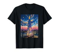 The Shard London Mosaico di notte Art Maglietta
