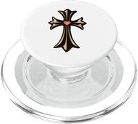 The Shine Pink Heart Gold Cross PopSockets PopGrip per MagSafe