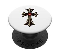 The Shine Red Heart Gold Cross PopSockets PopGrip Adesivo
