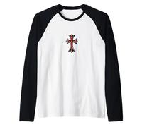 The Shine Red Heart Pave Silver Cross Maglia con Maniche Raglan