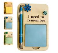 The Shit I Need to Remember Sticky Note Holder, Desk Funny Notepad Holder and Pen Set, Wooden Office Sticky Note Holder for Forgetful Coworkers & Friends (#2)