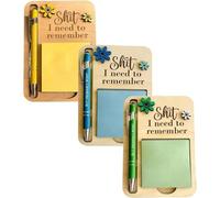 The Shit I Need to Remember Sticky Note Holder,The Perfect Gag Gift for Your Most Forgetful Coworker,Funny Wooden Memo Pad Organizer with Pen,Office Desk Accessory Gifts (3 Pcs)
