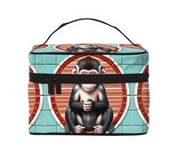 The Silent Monkey - Borsa cosmetica portatile impermeabile di grande capacità, 23 x 17 x 16 cm, per viaggi, sport all'aria aperta, regalo per matrimonio, Nero , Taglia unica
