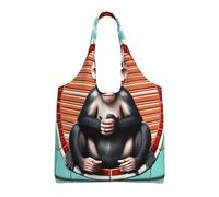 The silent monkey - Borsa in tela stampata da donna, alla moda, leggera, per la spesa