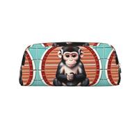 The Silent Monkey - Custodia in pelle leggera e portatile, con cerniera, 20,5 x 5,5 x 8 cm, per ufficio e viaggio, Argento, Taglia unica, Portamonete