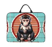 The silent monkey - Custodia per laptop da 14", per viaggi d'affari, ufficio, con tracolla, ventiquattrore, nero, taglia unica