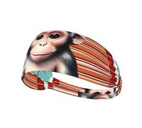 The Silent Monkey - Fascia larga per capelli da donna, con stampa scimmia, elastica, per sport, allenamento, corsa