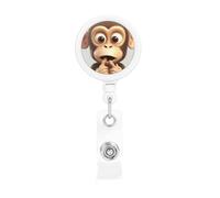 The Silent Monkey - Porta badge retrattile, con clip e portachiavi, simpatiche e divertenti, resistente, per ufficio, dottore, infermiere