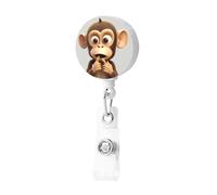 The Silent Monkey - Porta badge retrattile con clip, porta badge, carino, porta carte d'identità, per donne e uomini