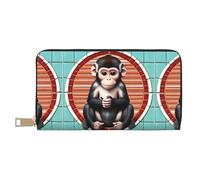 The Silent Monkey - Portafoglio unisex lungo in pelle di microfibra con cerniera in metallo, per ufficio, viaggi, appuntamenti, bianco, Taglia unica