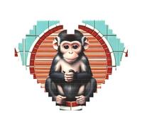 The Silent Monkey Print Building Brick Block Puzzle - Puzzle a forma di cuore, immagine puzzle in legno