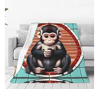 The Silent Monkey Print - Coperta in micropile ultra morbida, calda per tutte le stagioni, per divano, ufficio, per bambini e adulti
