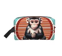 The Silent Monkey Print Toiletry Bag per gli uomini Borsa da toilette da viaggio, capiente borsa cosmetica per le donne, bianco, Taglia unica