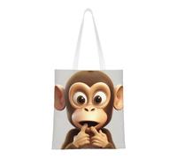 The Silent Monkey Tote Bag da donna, borsa a tracolla in tela con tasche, borsa per la spesa carina riutilizzabile