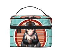 The Silent Monkey - Trousse per cosmetici da donna, con stampa, grande, organizer da viaggio