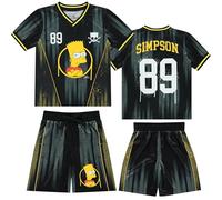 The Simpsons Bart Simpson Boys Soccer Mesh Jersey Tee & Short 2pc Set-Boy 4-20 Maglietta e Pantaloncini, Nero/Multicolore, 10-12 Bambini e Ragazzi