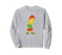 The Simpsons Bart Simpson Elf Bart Holiday Felpa, Unisex per Adulti, Grigio Melange, XL