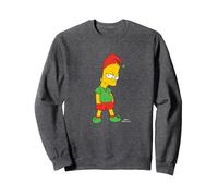 The Simpsons Bart Simpson Elf Bart Holiday Felpa, Unisex per Adulti, Grigio Scuro, L