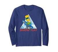 The Simpsons Bart Simpson Snowboarding Snow Rat Maglia a Manica, Unisex per Adulti, Navy, M