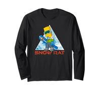 The Simpsons Bart Simpson Snowboarding Snow Rat Maglia a Manica, Unisex per Adulti, Nero, S