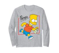 The Simpsons El Barto Bart Running & Smiling Dark Text Maglia a Manica