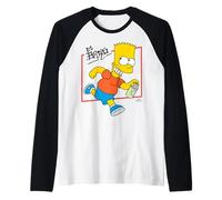 The Simpsons El Barto Bart Running & Smiling Dark Text Maglia con Maniche Raglan