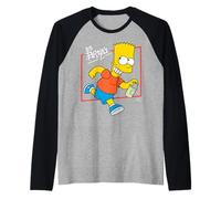 The Simpsons El Barto Bart Running & Smiling Light Text Maglia con Maniche Raglan