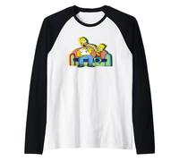 The Simpsons Homer And Bart Sandwich Pop Art Couch Gag Maglia con Maniche Raglan