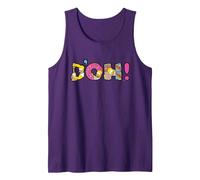 The Simpsons Homer Simpson Beer And Donuts Letters D’OH! Canotta, Uomo, Viola, XXL