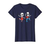 The Simpsons Lisa & Bart Spooky Skeletons Halloween Maglietta, Donna, Navy, XL