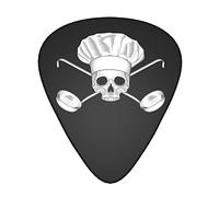 The Skull in Toque and Crossed Ladles Confezione da 12 plettri per chitarra, include calibri sottili, medi e pesanti 3 misure per plettri per chitarra elettrica acustica