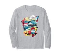 The Smurfs Action Comic Panels Retro Cartoon Maglia a Manica