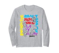 The Smurfs Character Outlines and Groovy Text Cartoon Maglia a Manica