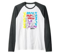 The Smurfs Character Outlines and Groovy Text Cartoon Maglia con Maniche Raglan