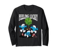 The Smurfs Feeling Lucky Shamrock St. Patrick's Day Cartoon Maglia a Manica