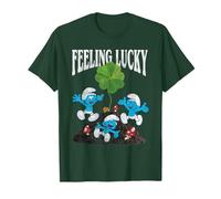 The Smurfs Feeling Lucky Shamrock St. Patrick's Day Cartoon Maglietta