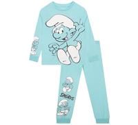The Smurfs Pigiama Bambino, Pigiami Ragazzo Manica Lunga, Simpatico Set Pigiama Bambini, Pigiami Ragazzo Inverno, Blu 7-8 Anni