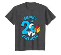 The Smurfs Pitufos Smurfy 2nd Birthday Maglietta, Bambini, Grigio Scuro, 3 Anni
