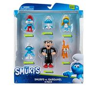 The Smurfs Puffi VS GARGAMEL 6 Figure Multipack - Caratteristiche Puffetta da 5 cm, Puffo Papà, Puffo cervello, Puffo bambino, Azrael, Gargamella da 7,6 cm - Dettagli autentici