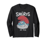 The Smurfs Vintage Papa Smurf Est. 1958 Retro Cartoon Maglia a Manica