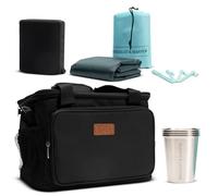 The Socialite Summer Gift Set - Tappetino da spiaggia impermeabile oversize (2,1 m x 2 m), altoparlante Bluetooth wireless portatile, 4 bicchieri in acciaio inossidabile (335 ml), borsa termica da 15