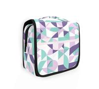 The Soft Geometic Of Mint Green borsa per il trucco da viaggio grande con gancio per appendere Zipper kit borsa per gli uomini verticale autoportante