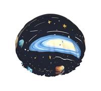 The Solar Family - Cuffia da doccia per donne e uomini, grande, riutilizzabile, a doppio strato, impermeabile, con fascia elastica, per tutte le acconciature, adatta ai viaggi