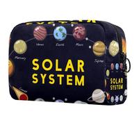 The Solar System Planet - Trousse da donna, per articoli da toeletta da viaggio, grande, pratica borsa organizer con cerniera, Multi, 18.5x7.5x13cm/7.3x3x5.1in, Beauty case