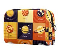 The Solar System Planets - Trousse da donna, per articoli da toeletta da viaggio, grande, pratica borsa organizer con cerniera, Multi, 18.5x7.5x13cm/7.3x3x5.1in, Beauty case