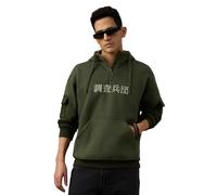 The Souled Store Attack on Titan: Survey Corps Uomini e Ragazzi Maniche Piene Collo con Cappuccio Verde Scuro Grafica Stampato Misto Cotone Vestibilità Oversize Streetwear Inverno Felpa Con Cappuccio